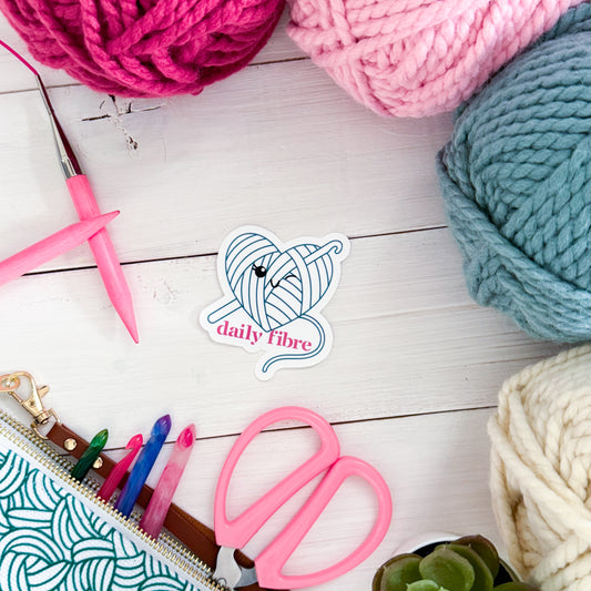 Daily Fibre Premium Vinyl Sticker, Knitter Funny, knitting Gift, Sassy Knitter Crocheter Humour
