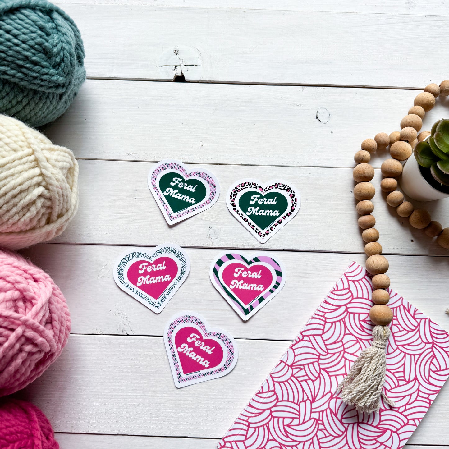 Feral Mama Heart Premium Vinyl Sticker, mom Funny, Punny Lover Gift, Sassy Humour