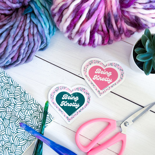 Being Knotty Knit, Premium Vinyl Sticker, Knitter Funny, Knitting Gift, Sassy Knitter Crocheter Humour