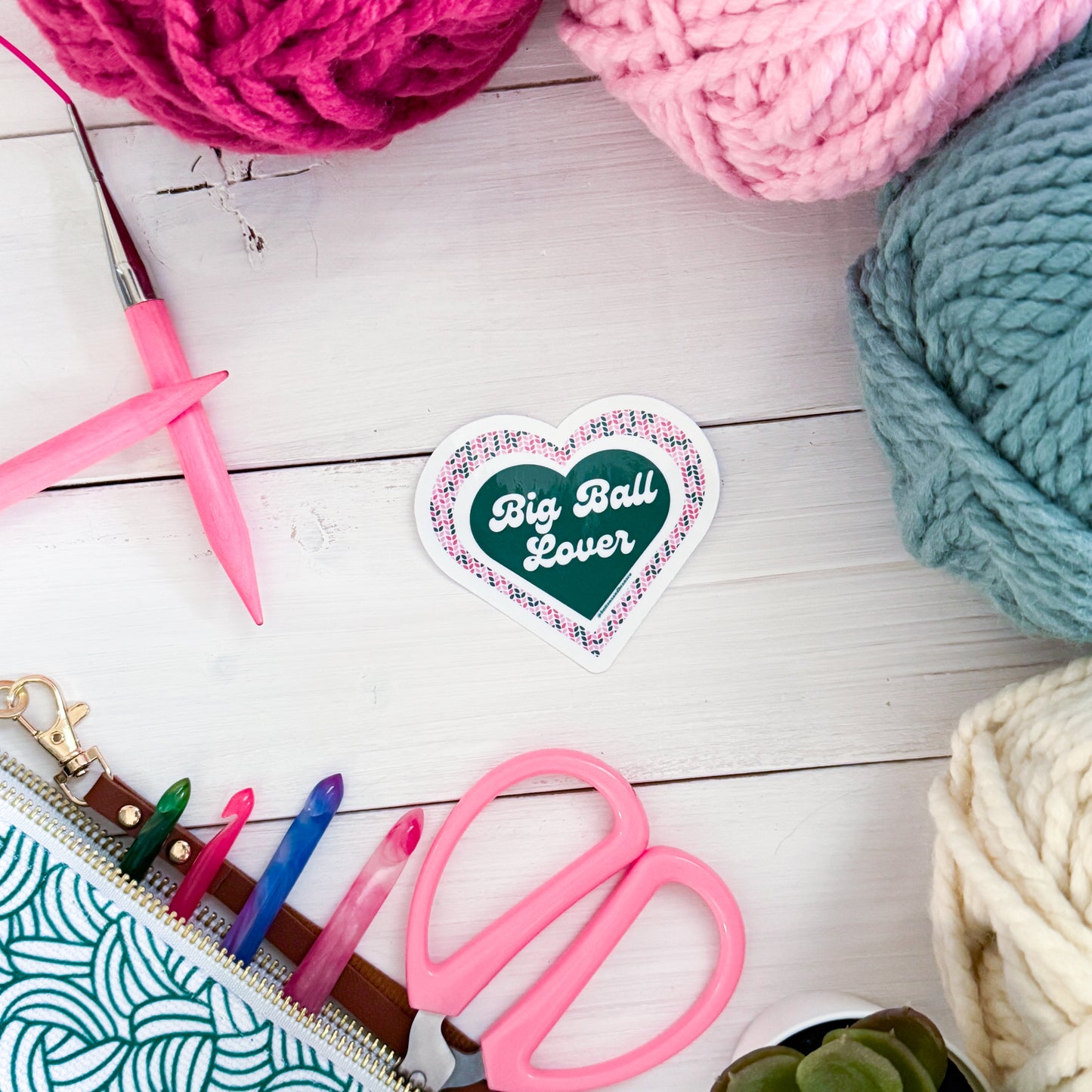 Big Ball Lover Knit, Premium Vinyl Sticker, Knitter Funny, Knitting Gift, Sassy Knitter Crocheter Humour