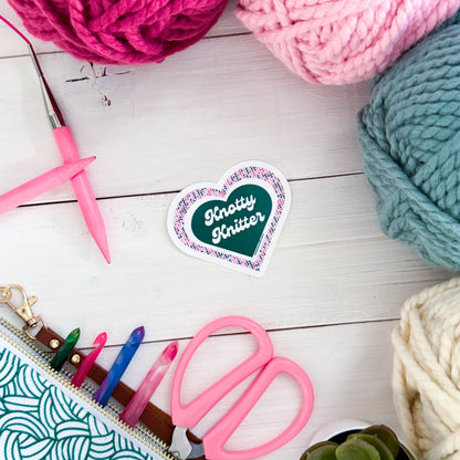 Knotty Knitter Premium Vinyl Sticker, Crochet Funny, Crocheting Gift, Sassy Knitter Crocheter Humour
