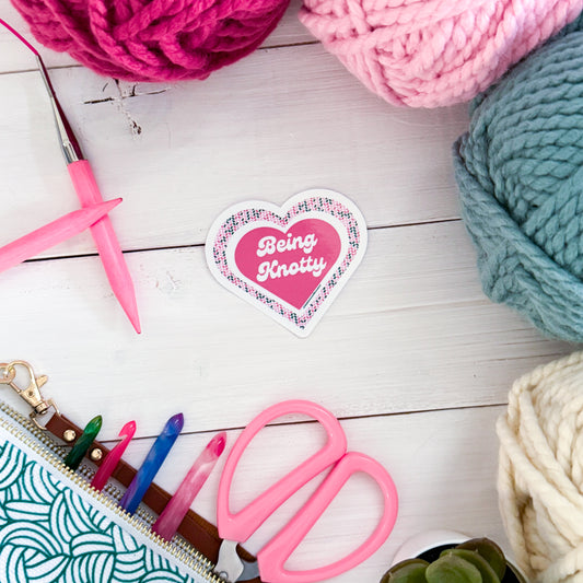 Being Knotty Knit, Premium Vinyl Sticker, Knitter Funny, Knitting Gift, Sassy Knitter Crocheter Humour