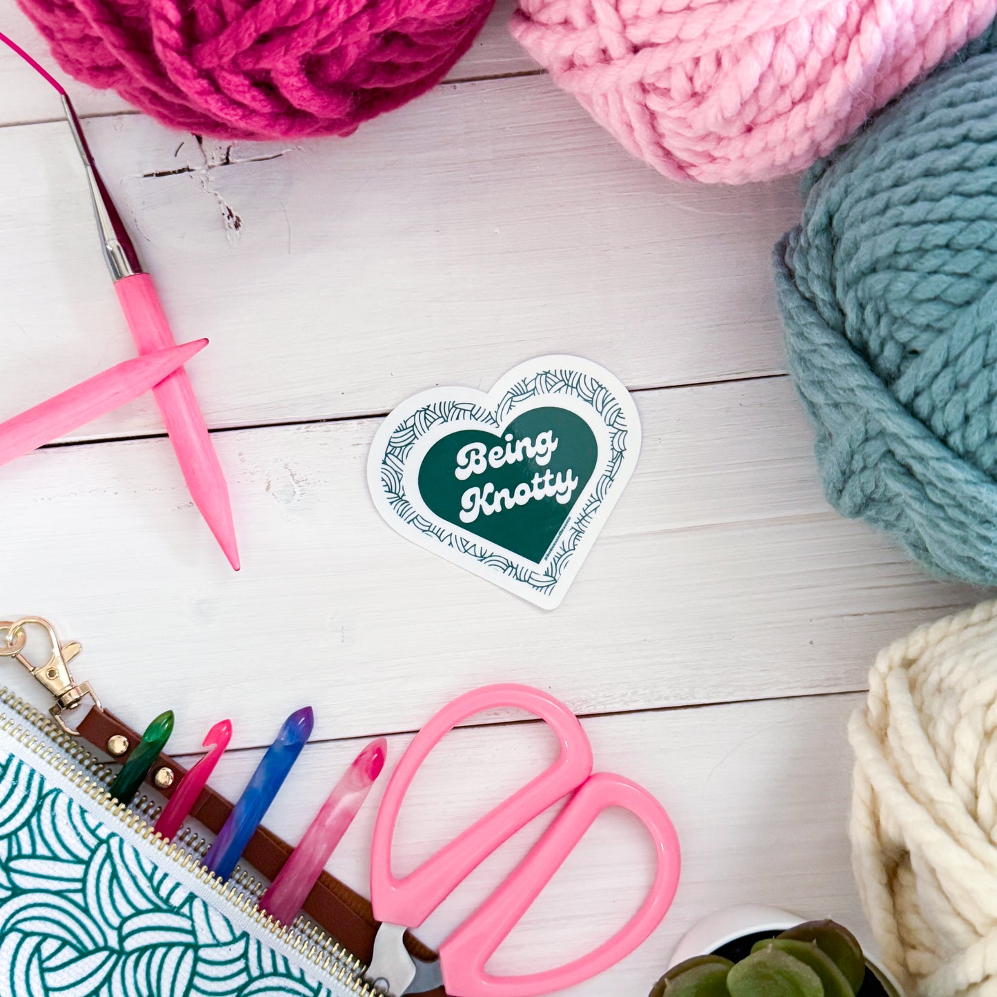 Being Knotty Knot, Premium Vinyl Sticker, Crochet Funny, Crocheting Gift, Sassy Knitter Crocheter Humour