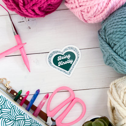 Knotty Hooker Knot Premium Vinyl Sticker, Crochet Funny, Crocheting Gift, Sassy Knitter Crocheter Humour