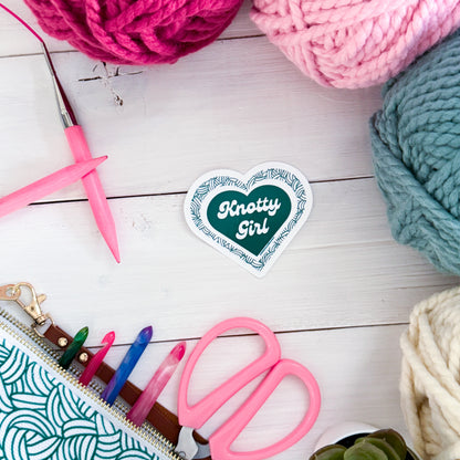 Knotty Girl Knot Premium Vinyl Sticker, Crochet Funny, Crocheting Gift, Sassy Knitter Crocheter Humour