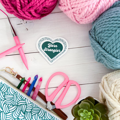 Yarn Strangler Knot, Premium Vinyl Sticker, Crochet Funny, Crocheting Gift, Sassy Knitter Crocheter Humour