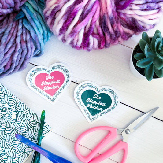 The Happiest Hooker, Premium Vinyl Sticker, Crochet Funny, Crocheting Gift, Sassy Knitter Crocheter Humour