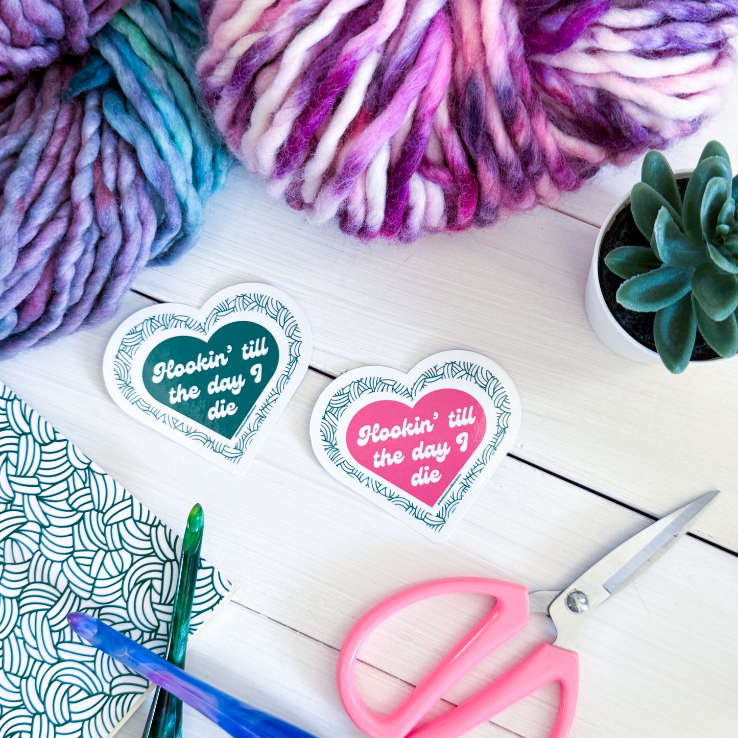 Hookin' till I Die, Premium Vinyl Sticker, Crochet Funny, Crocheting Gift, Sassy Knitter Crocheter Humour