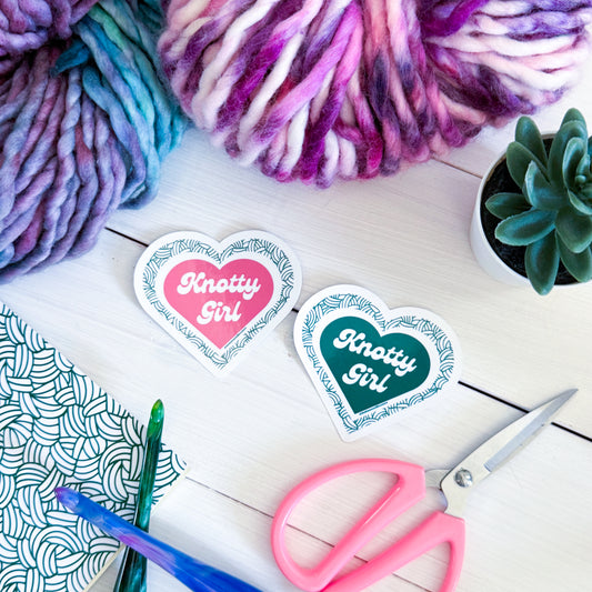 Knotty Girl Knot Premium Vinyl Sticker, Crochet Funny, Crocheting Gift, Sassy Knitter Crocheter Humour
