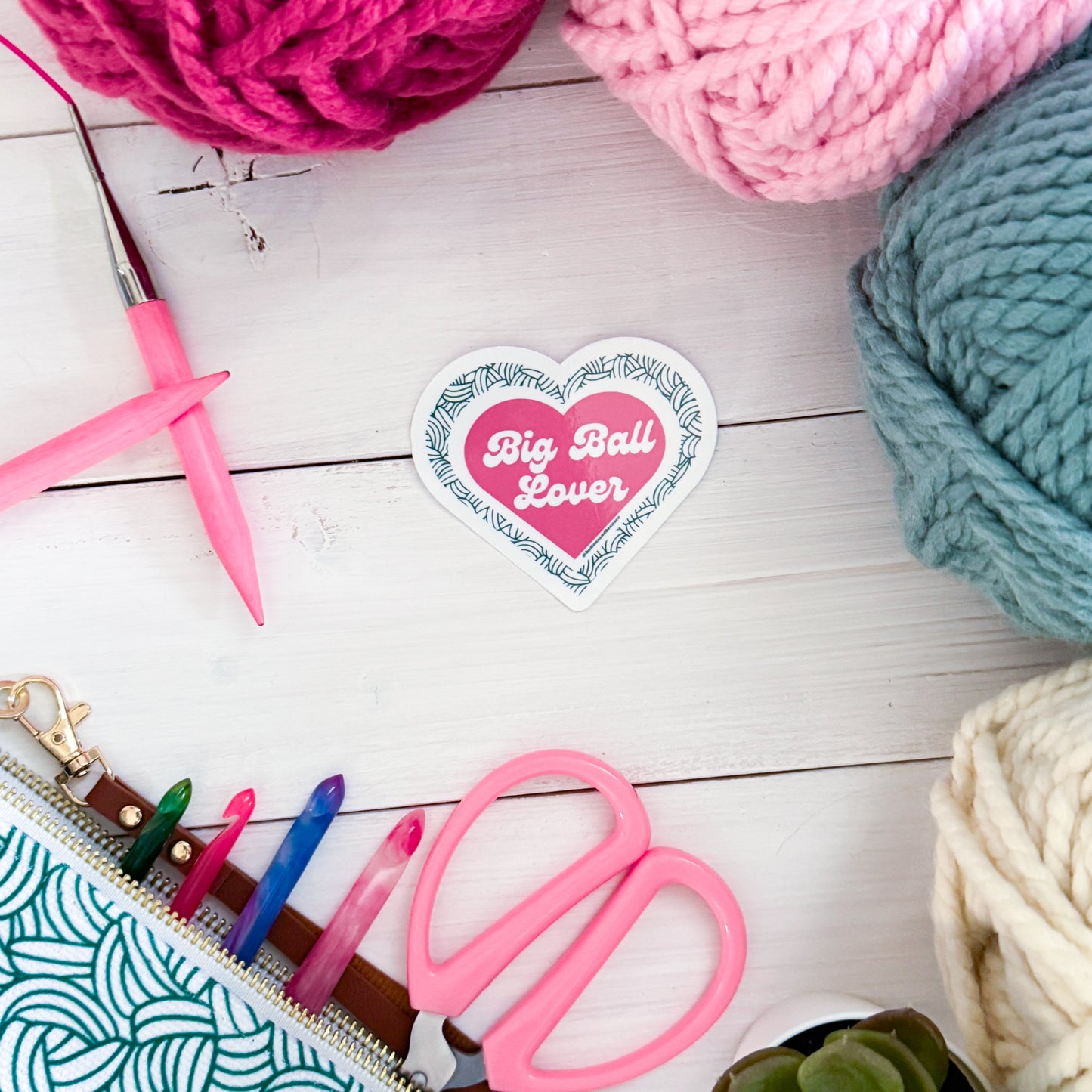 Big Ball Lover Knot, Premium Vinyl Sticker, Crochet Funny, Crocheting Gift, Sassy Knitter Crocheter Humour