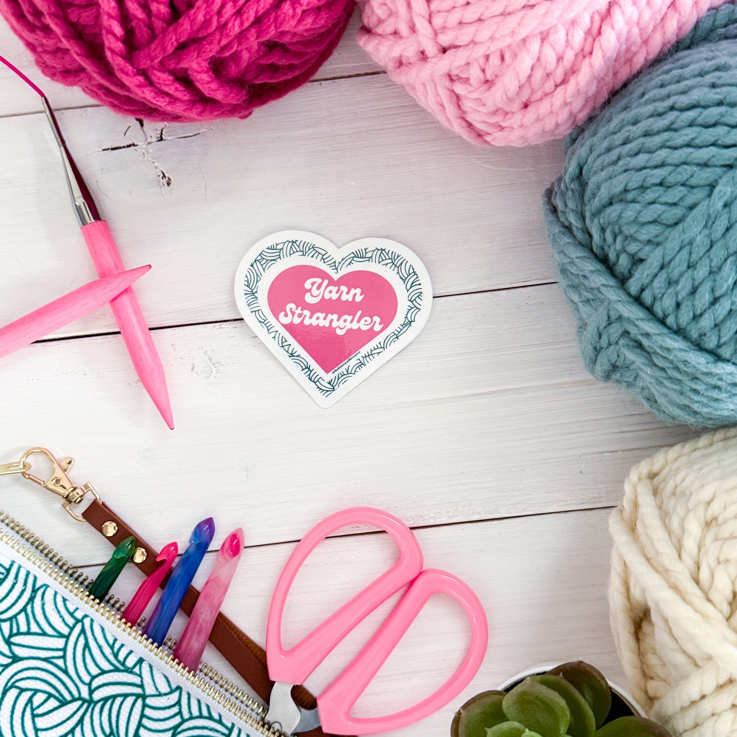 Yarn Strangler Knot, Premium Vinyl Sticker, Crochet Funny, Crocheting Gift, Sassy Knitter Crocheter Humour
