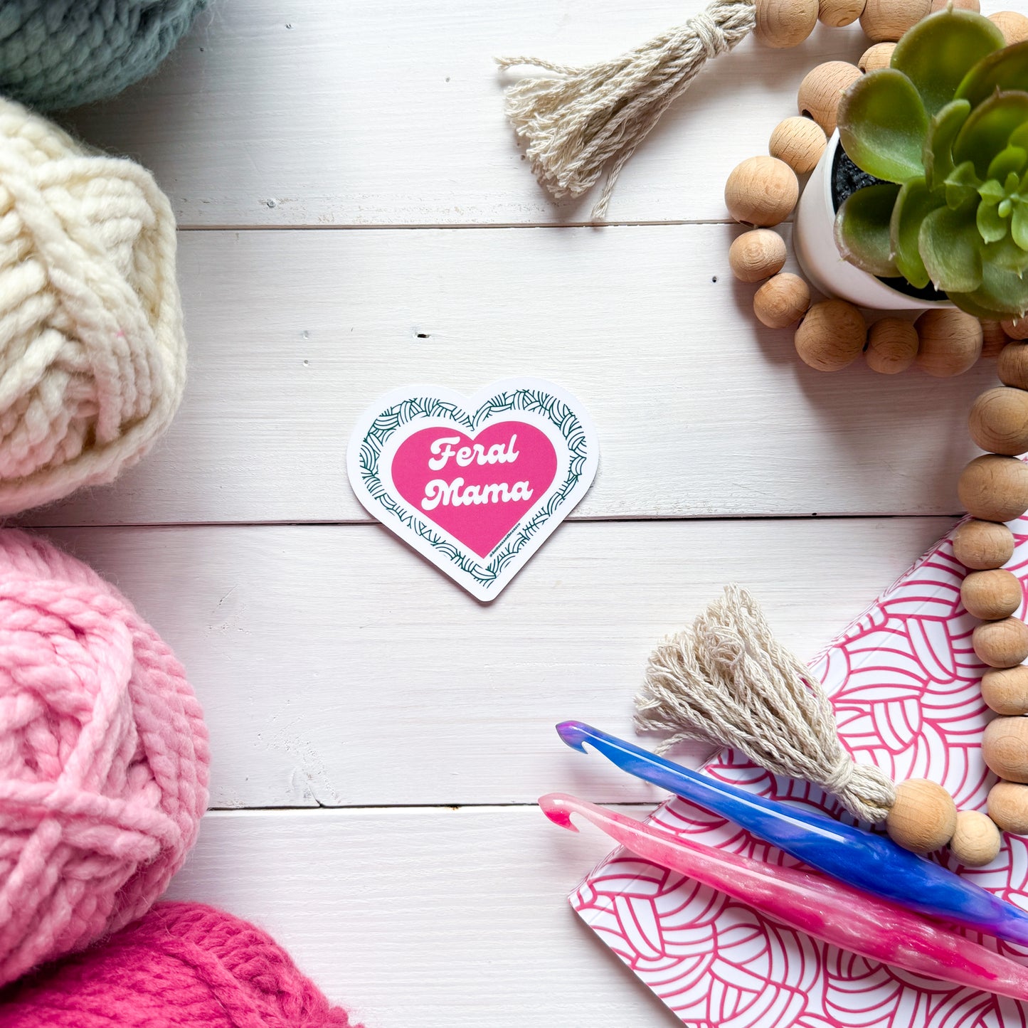 Feral Mama Heart Premium Vinyl Sticker, mom Funny, Punny Lover Gift, Sassy Humour