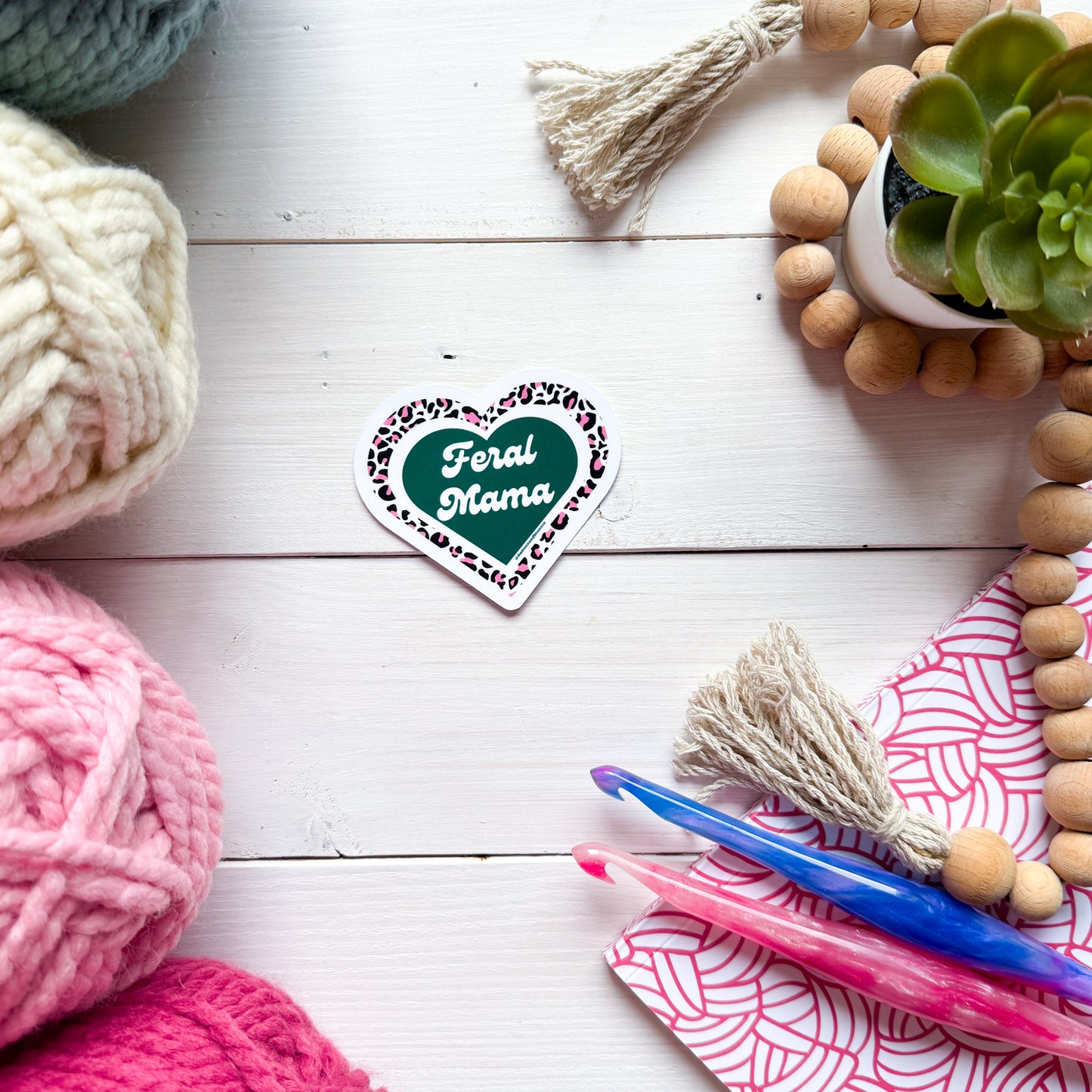 Feral Mama Heart Premium Vinyl Sticker, mom Funny, Punny Lover Gift, Sassy Humour