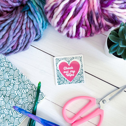 Check out my WIPS Square Knot Heart Premium Vinyl Sticker, Crochet Funny, Crocheting Gift, Sassy Knitter Crocheter Humour