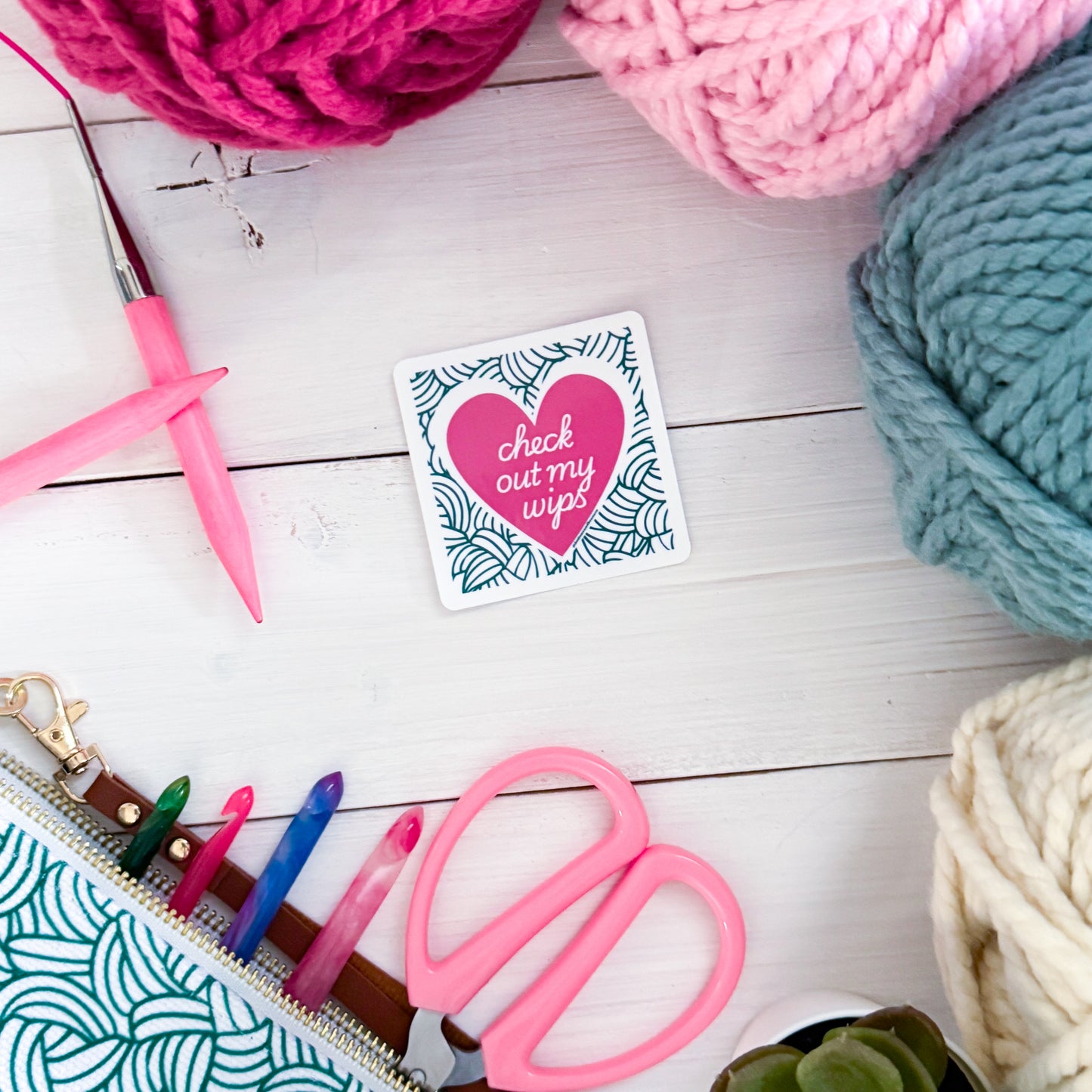 Check out my WIPS 2.0 Square Knot Heart Premium Vinyl Sticker, Crochet Funny, Crocheting Gift, Sassy Knitter Crocheter Humour