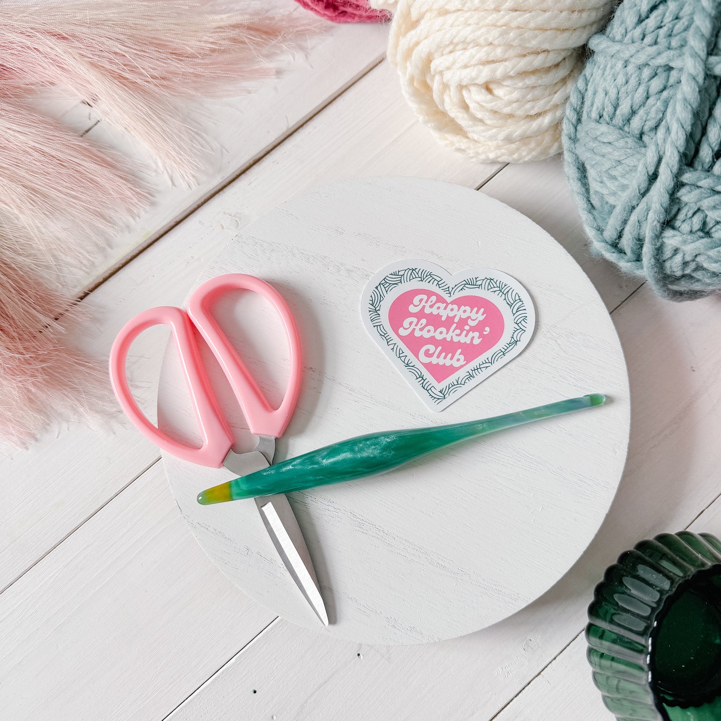 Happy Hookin' Club Premium Vinyl Sticker, Crochet Funny, Crocheting Gift, Sassy Knitter Crocheter Humour
