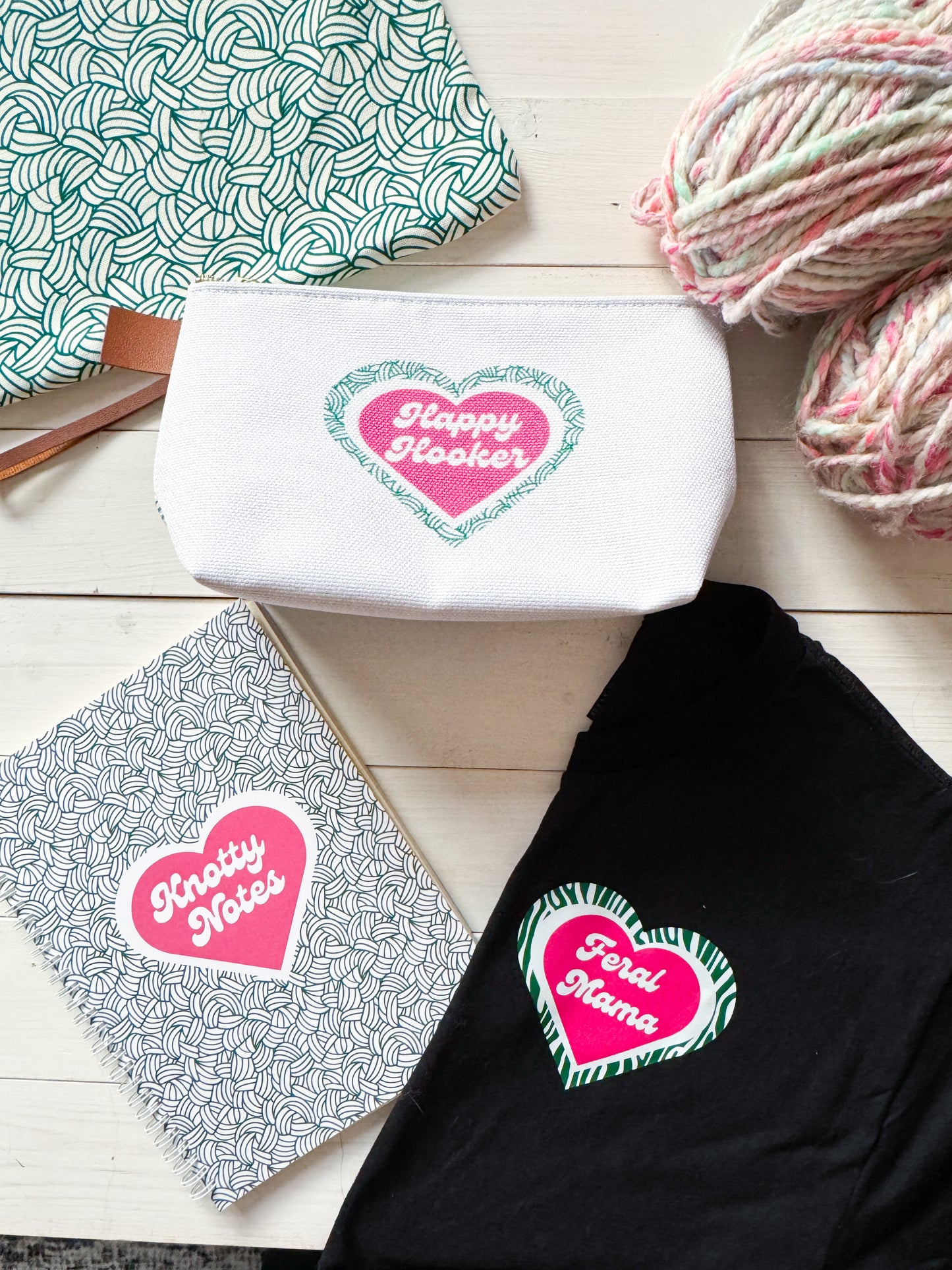 Happy Hooker Crochet Hook and Notions Bag, Accessories Case, Crocheting Knitting, Fibre Enthusiasts, Crafters, Crocheter and Knitter Humour