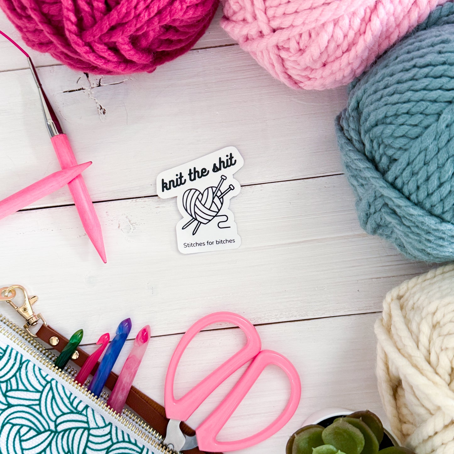 Knit the Sh!t Premium Vinyl Sticker, Knitter Funny, knitting Gift, Sassy Knitter Crocheter Humour