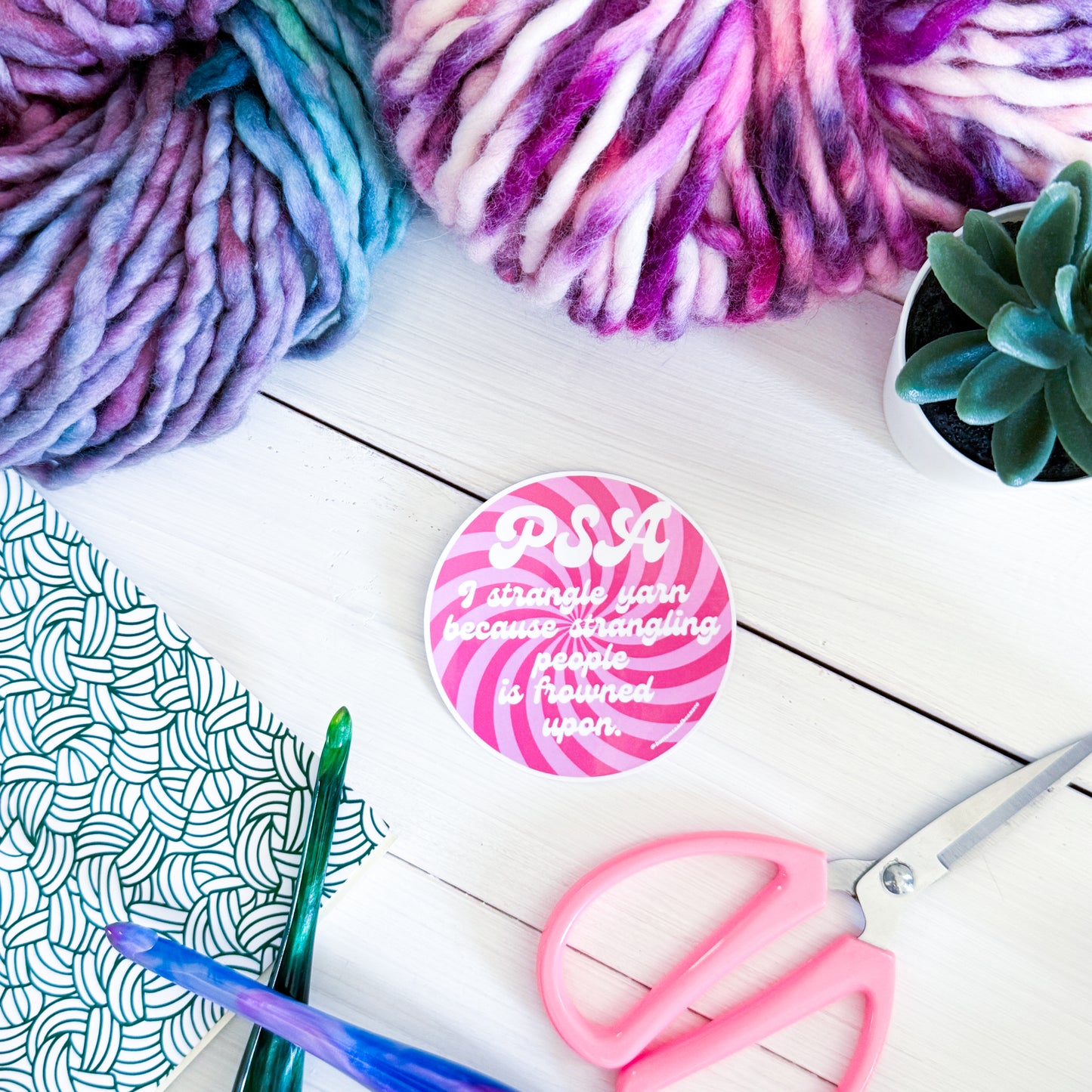 PSA Swirls Premium Vinyl Sticker, Crochet Funny, Crocheting Gift, Sassy Knitter Crocheter Humour