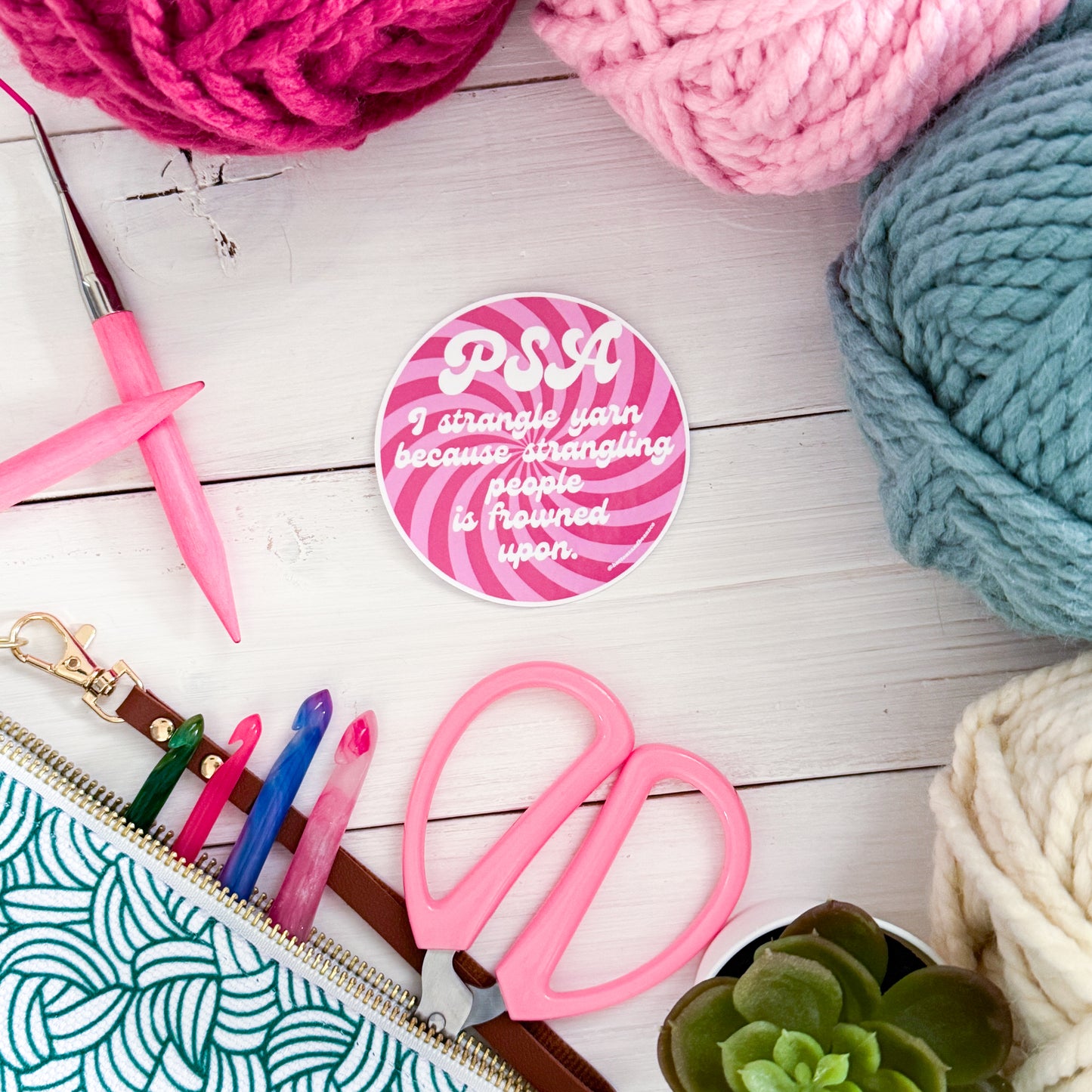 PSA Swirls Premium Vinyl Sticker, Crochet Funny, Crocheting Gift, Sassy Knitter Crocheter Humour