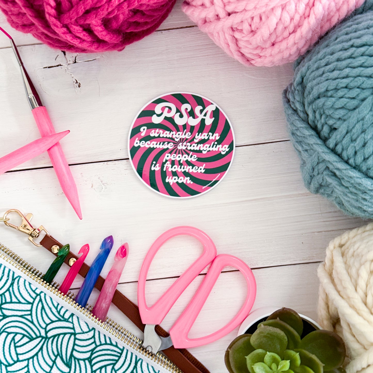 PSA Swirls Premium Vinyl Sticker, Crochet Funny, Crocheting Gift, Sassy Knitter Crocheter Humour