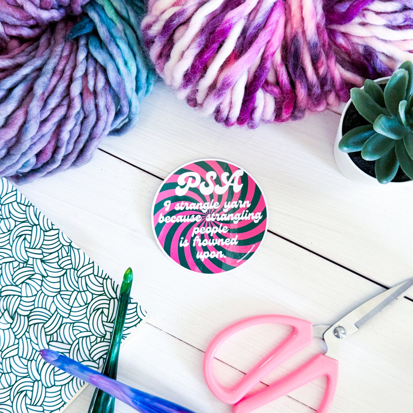 PSA Swirls Premium Vinyl Sticker, Crochet Funny, Crocheting Gift, Sassy Knitter Crocheter Humour