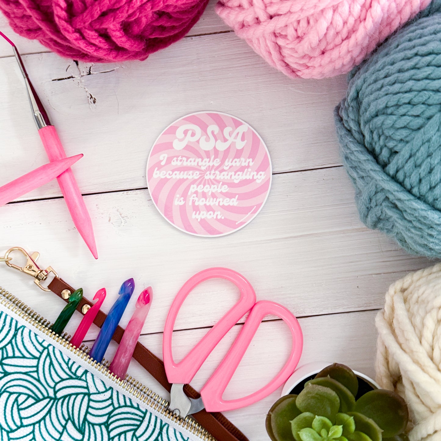 PSA Swirls Premium Vinyl Sticker, Crochet Funny, Crocheting Gift, Sassy Knitter Crocheter Humour