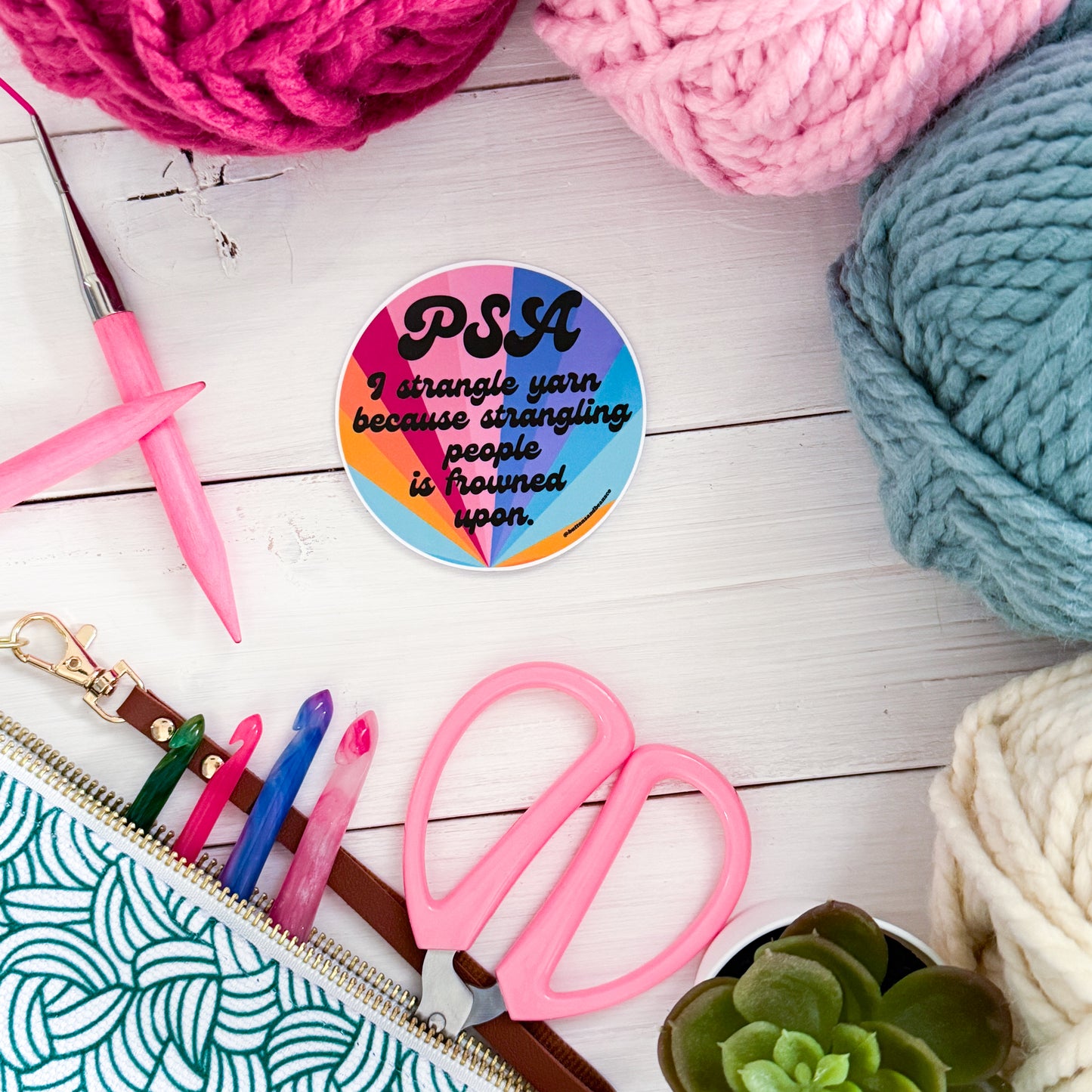 PSA Swirls Premium Vinyl Sticker, Crochet Funny, Crocheting Gift, Sassy Knitter Crocheter Humour