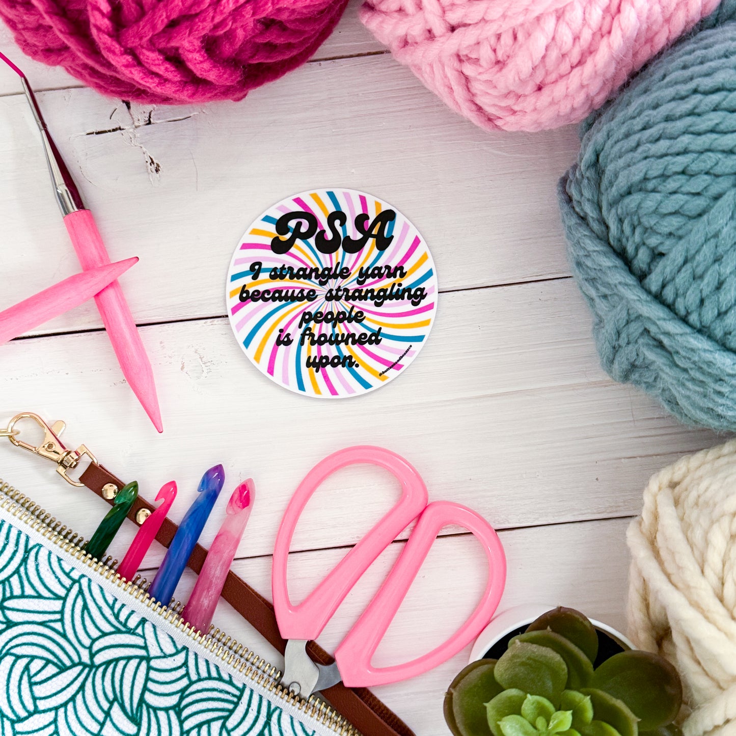 PSA Swirls Premium Vinyl Sticker, Crochet Funny, Crocheting Gift, Sassy Knitter Crocheter Humour