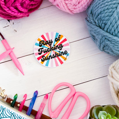 Ray of Sunshine Swirls Premium Vinyl Sticker, Crochet Funny, Crocheting Gift, Sassy Knitter Crocheter Humour