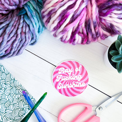 Ray of Sunshine Swirls Premium Vinyl Sticker, Crochet Funny, Crocheting Gift, Sassy Knitter Crocheter Humour