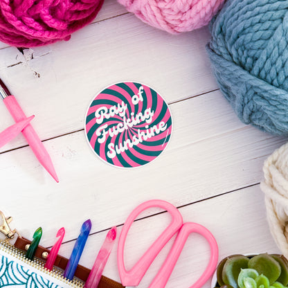 Ray of Sunshine Swirls Premium Vinyl Sticker, Crochet Funny, Crocheting Gift, Sassy Knitter Crocheter Humour