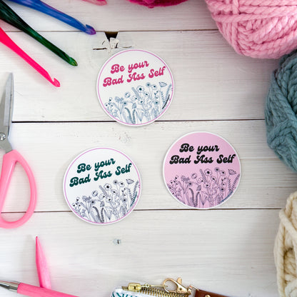 Bad Ass Self Flowers Premium Vinyl Sticker, Sassy Twisty Humour, Boundary Setting Funny
