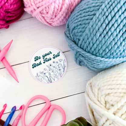 Bad Ass Self Flowers Premium Vinyl Sticker, Sassy Twisty Humour, Boundary Setting Funny