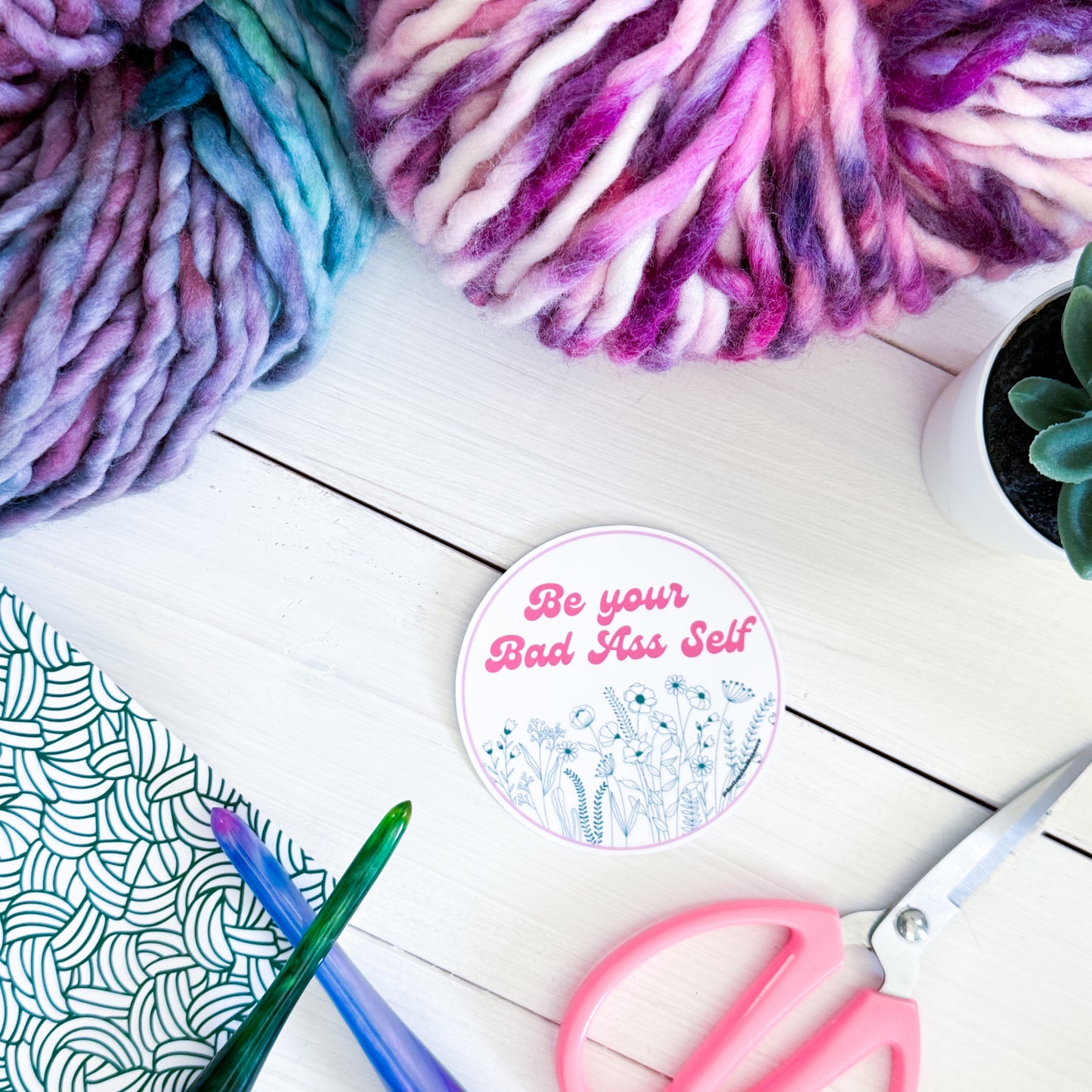 Bad Ass Self Flowers Premium Vinyl Sticker, Sassy Twisty Humour, Boundary Setting Funny
