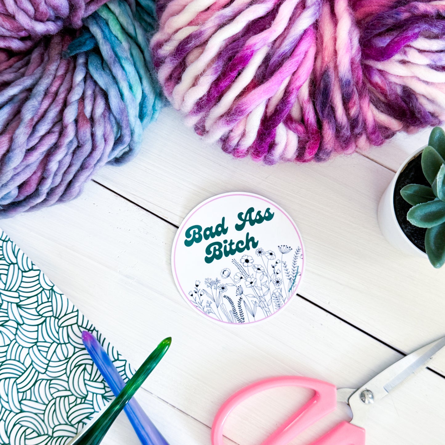 Bad Ass B! Flowers Premium Vinyl Sticker, Sassy Twisty Humour, Boundary Setting Funny
