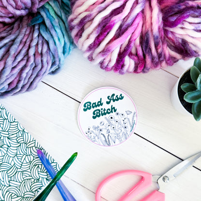 Bad Ass B! Flowers Premium Vinyl Sticker, Sassy Twisty Humour, Boundary Setting Funny