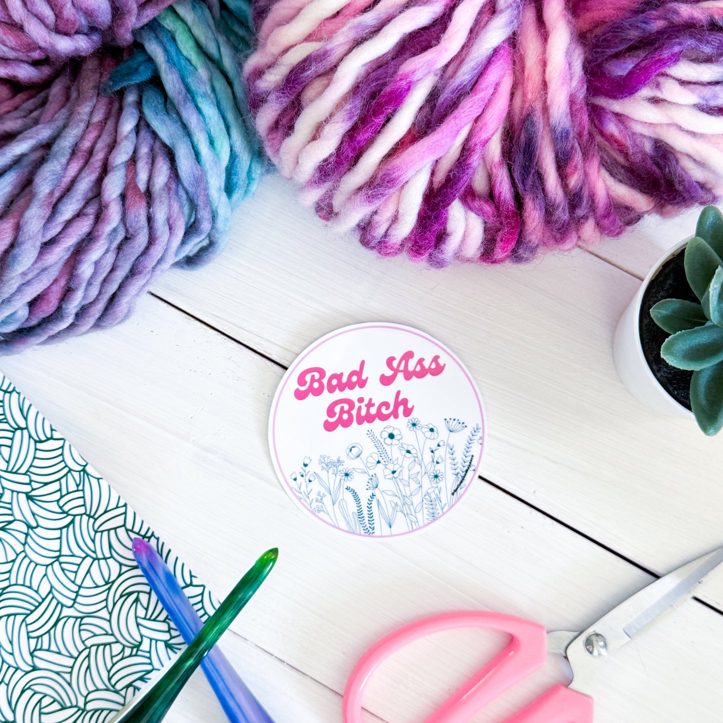 Bad Ass B! Flowers Premium Vinyl Sticker, Sassy Twisty Humour, Boundary Setting Funny