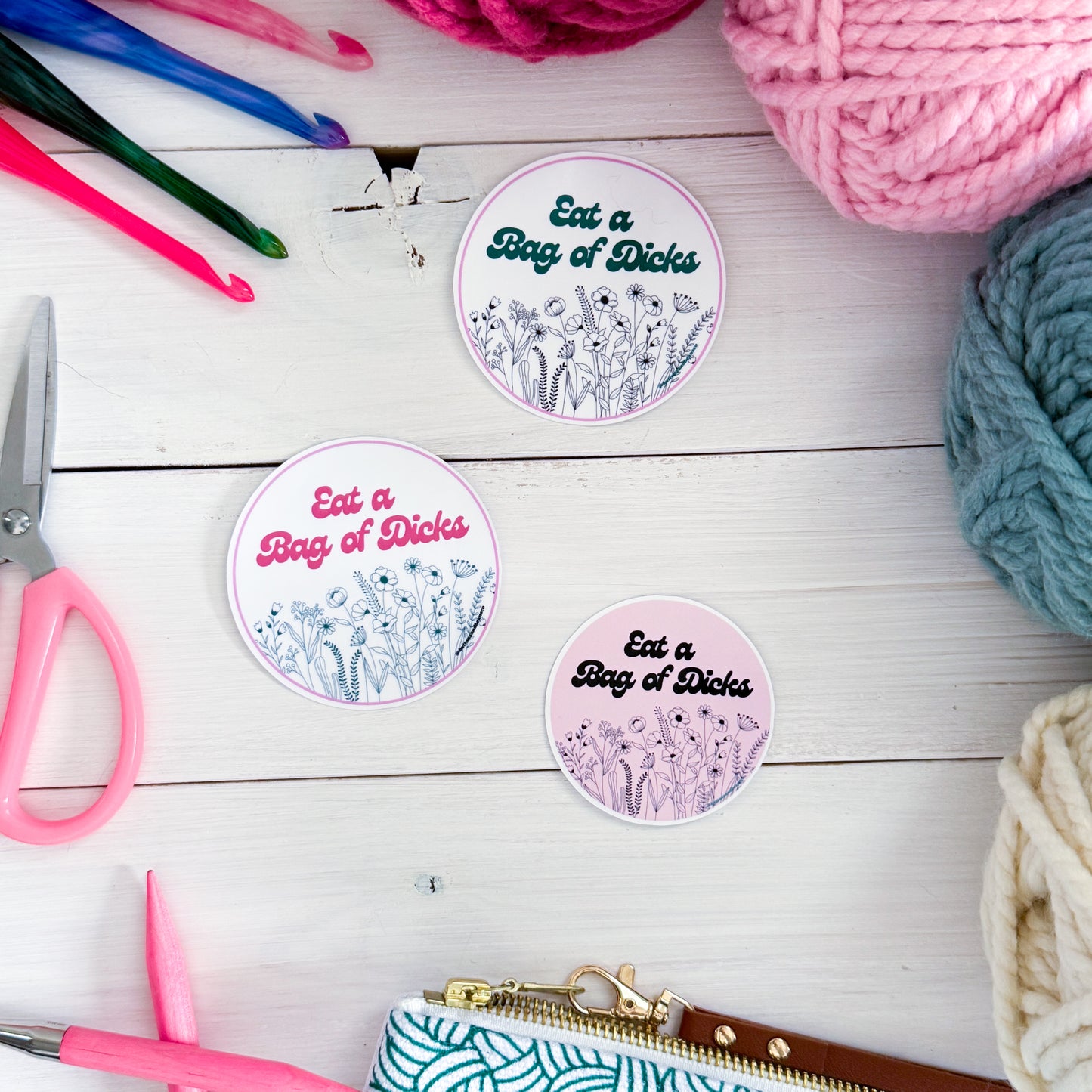 Eat A Bag of D!cks Flowers Premium Vinyl Sticker, Sassy Twisty Humour, Boundary Setting Funny