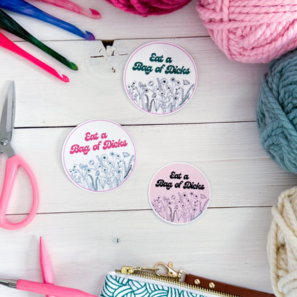 Eat A Bag of D!cks Flowers Premium Vinyl Sticker, Sassy Twisty Humour, Boundary Setting Funny