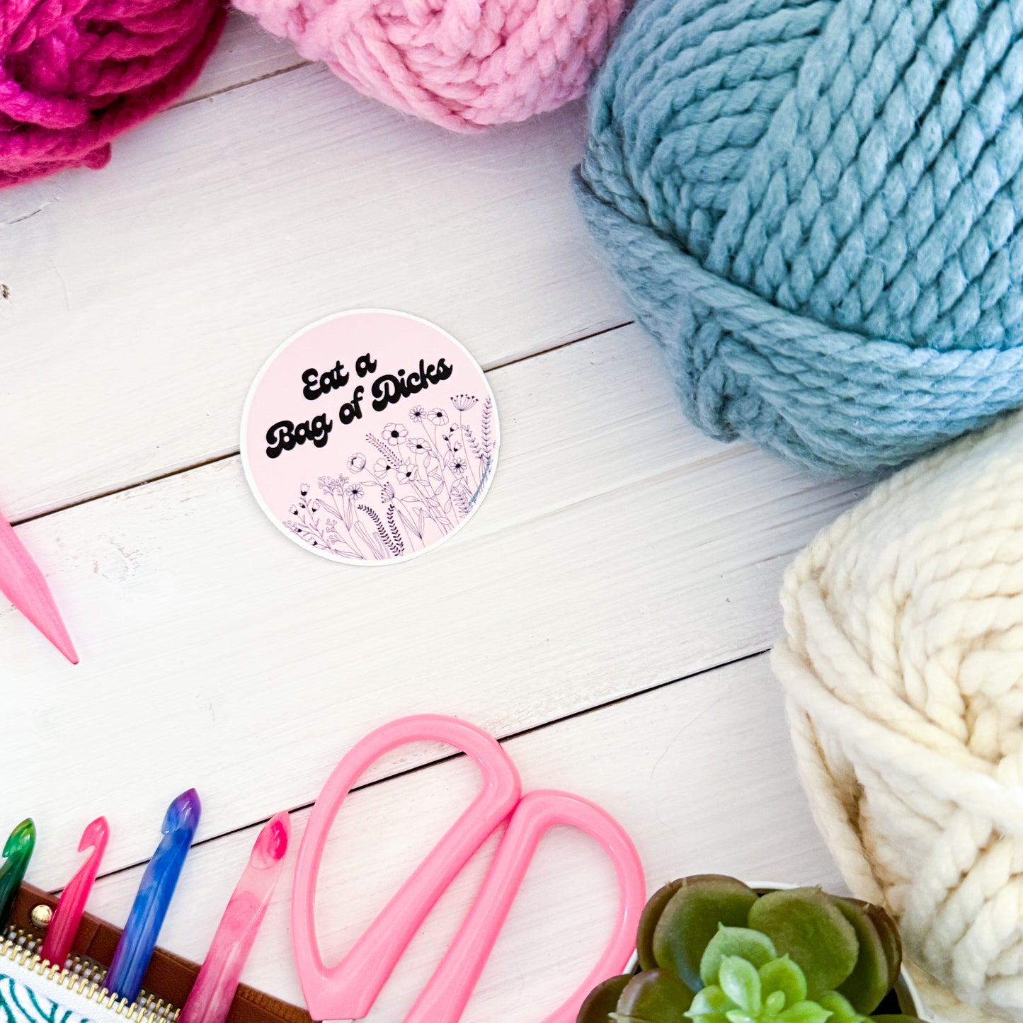 Eat A Bag of D!cks Flowers Premium Vinyl Sticker, Sassy Twisty Humour, Boundary Setting Funny