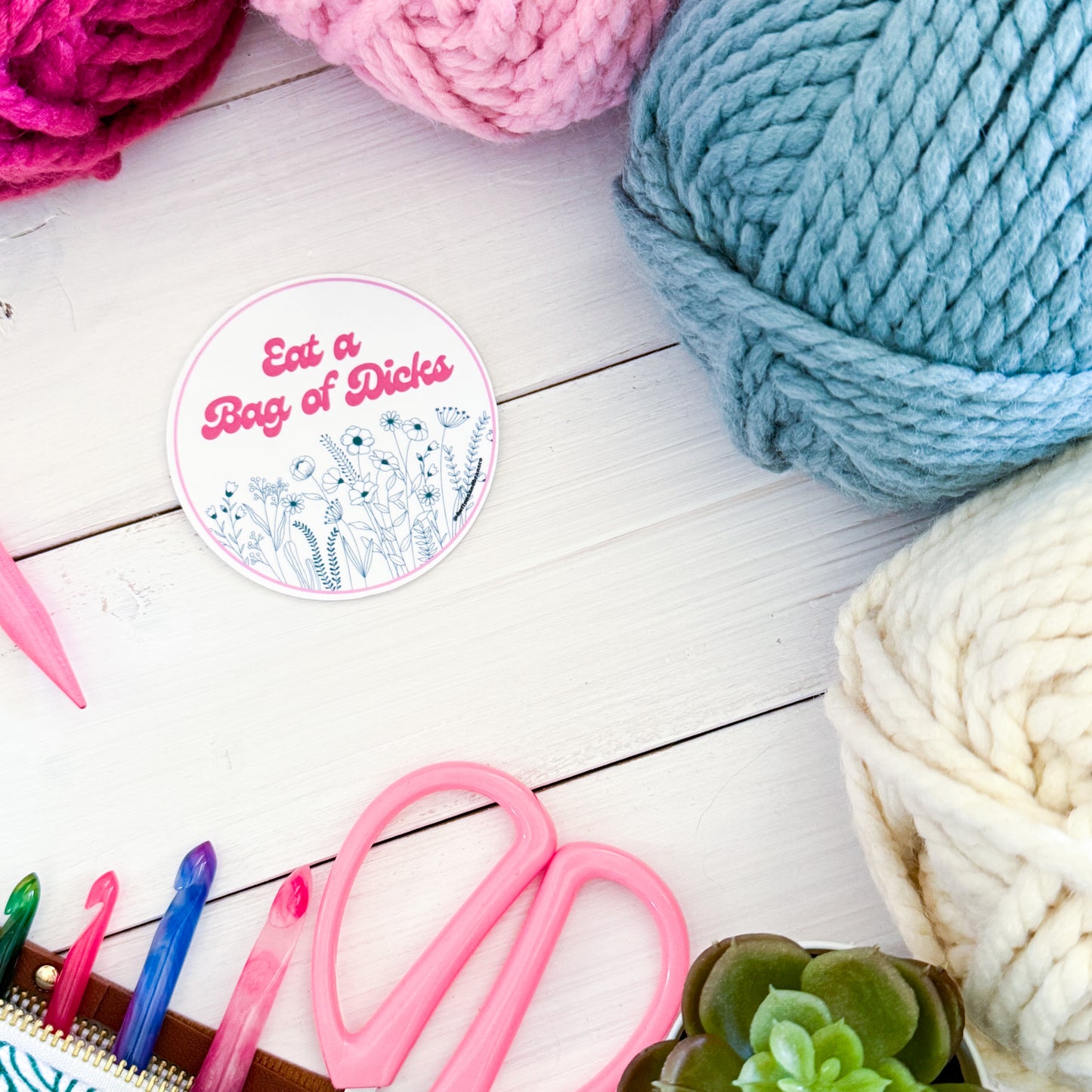 Eat A Bag of D!cks Flowers Premium Vinyl Sticker, Sassy Twisty Humour, Boundary Setting Funny
