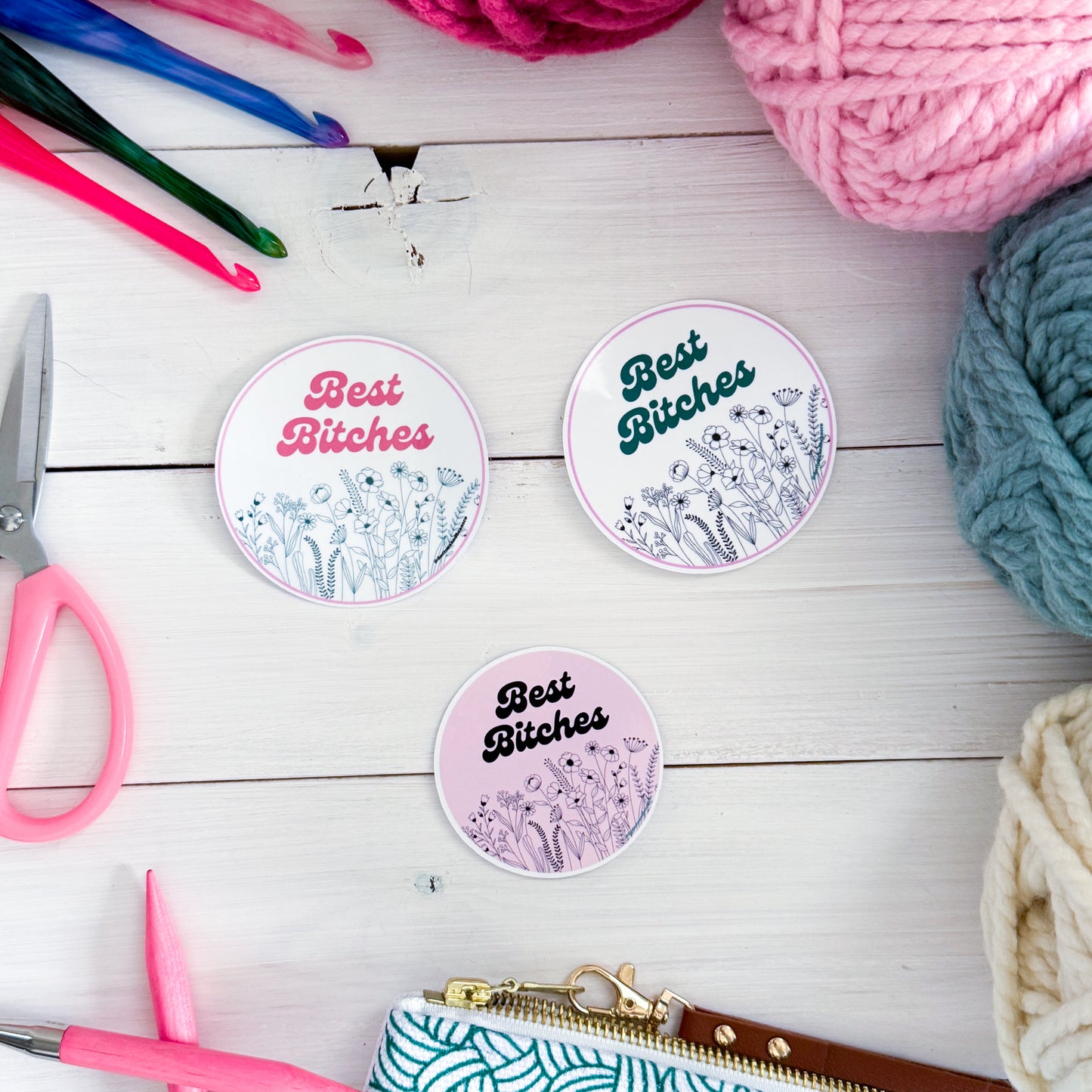 Best B!tches Flowers Premium Vinyl Sticker, Sassy Twisty Humour, Boundary Setting Funny