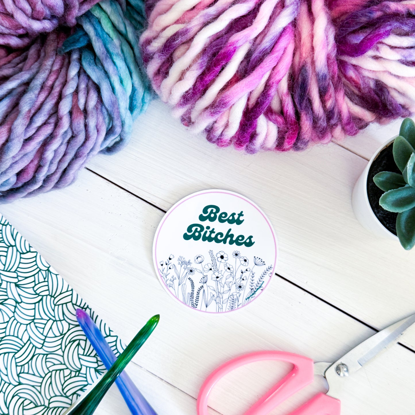 Best B!tches Flowers Premium Vinyl Sticker, Sassy Twisty Humour, Boundary Setting Funny