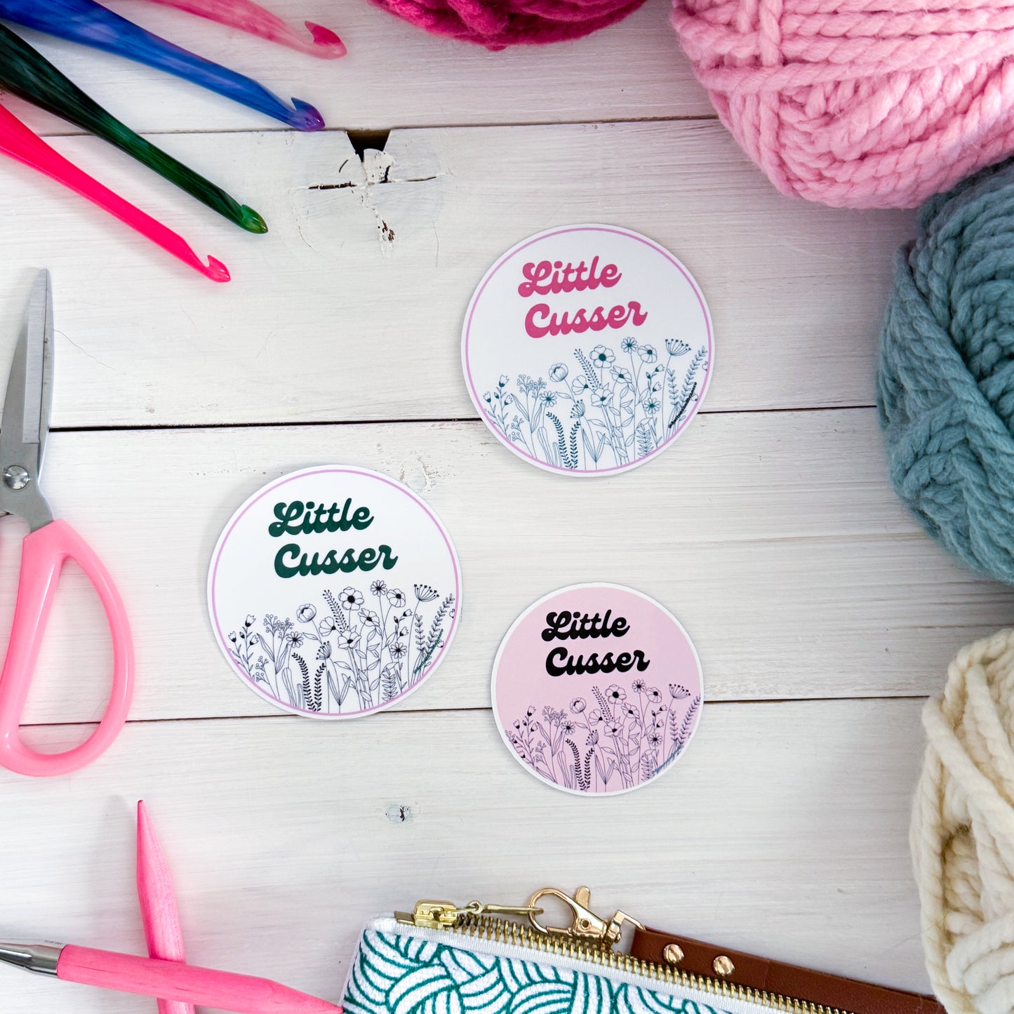 Little Cusser, Flowers Premium Vinyl Sticker, Sassy Twisty Humour, Boundary Setting Funny