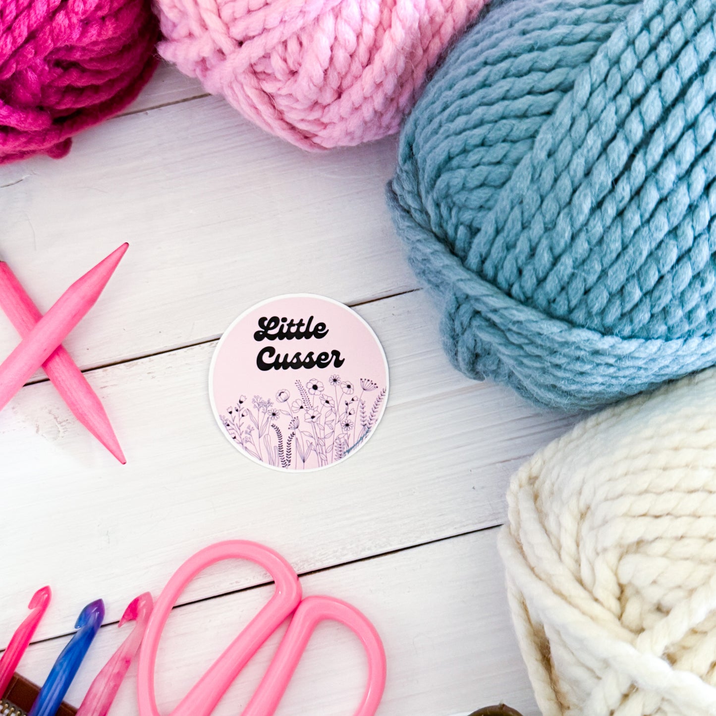 Little Cusser, Flowers Premium Vinyl Sticker, Sassy Twisty Humour, Boundary Setting Funny
