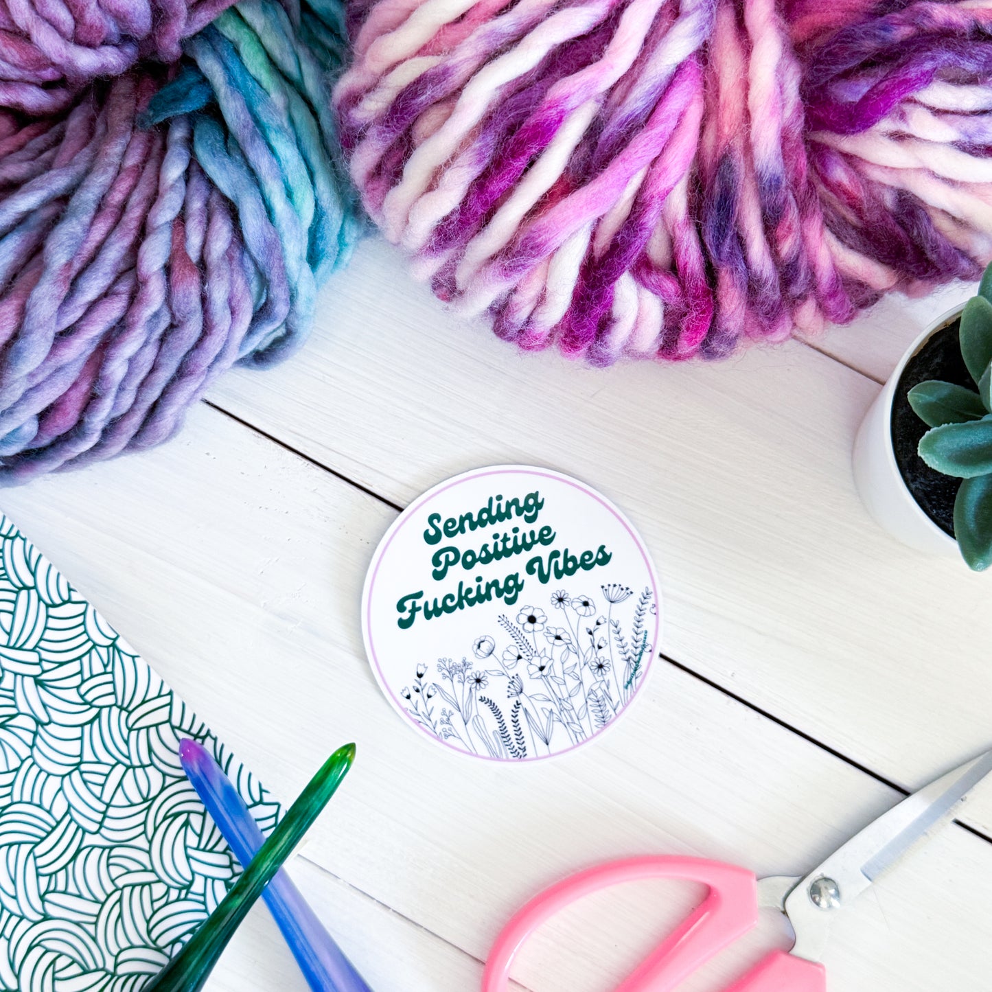 Sending Positive Vibes, Flowers Premium Vinyl Sticker, Sassy Twisty Humour, Boundary Setting Funny