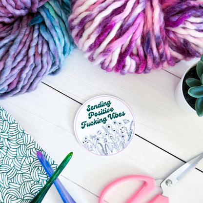 Sending Positive Vibes, Flowers Premium Vinyl Sticker, Sassy Twisty Humour, Boundary Setting Funny