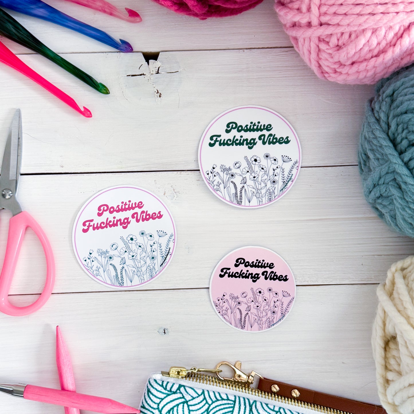 Positive Vibes, Flowers Premium Vinyl Sticker, Sassy Twisty Humour, Boundary Setting Funny