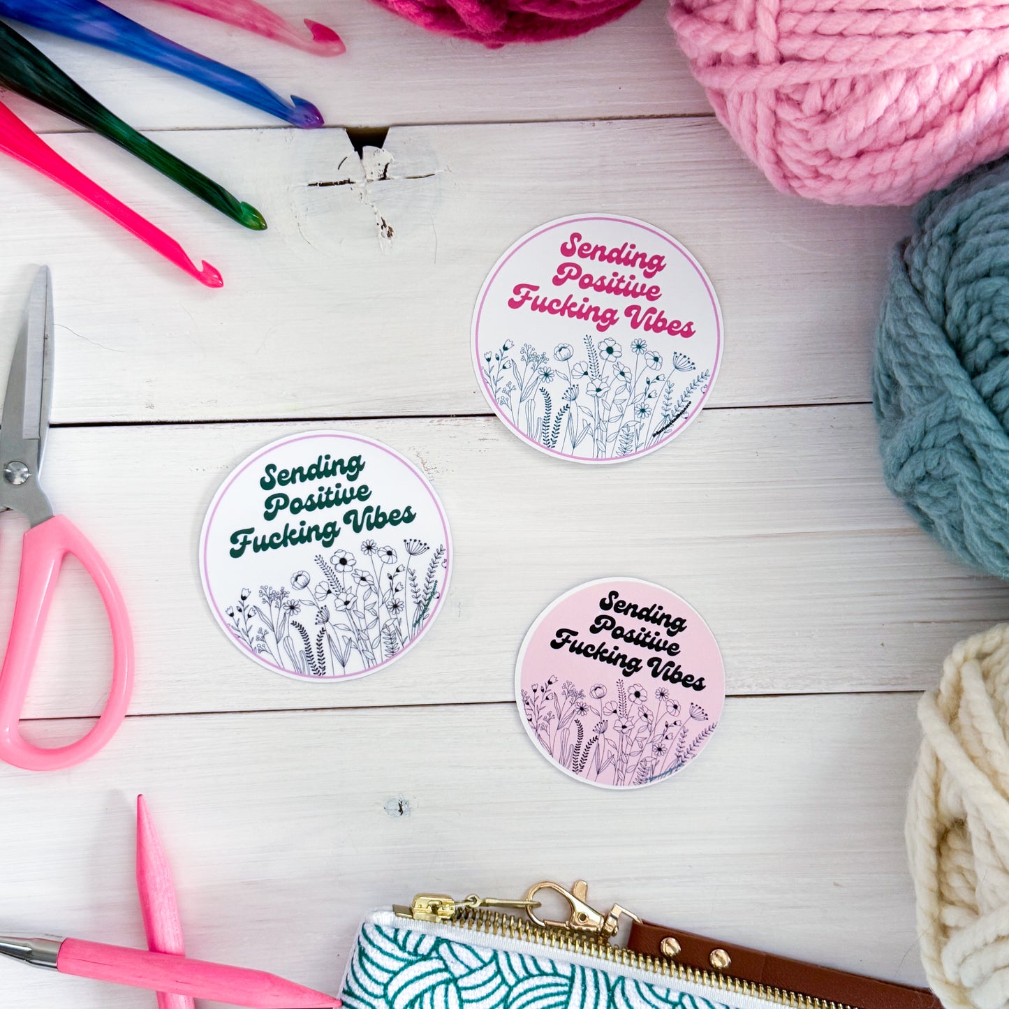 Sending Positive Vibes, Flowers Premium Vinyl Sticker, Sassy Twisty Humour, Boundary Setting Funny
